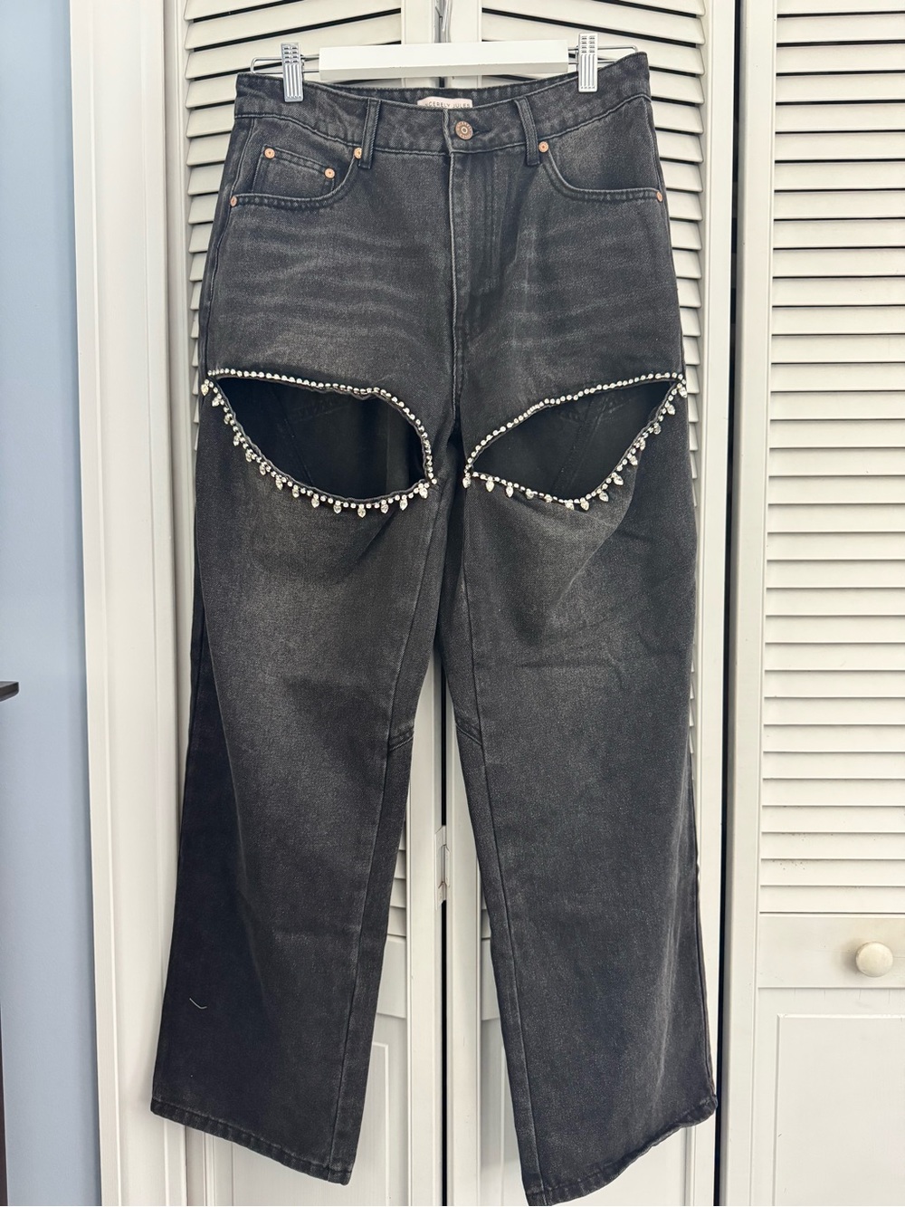 Black Embellished Cutout Women’s Jeans